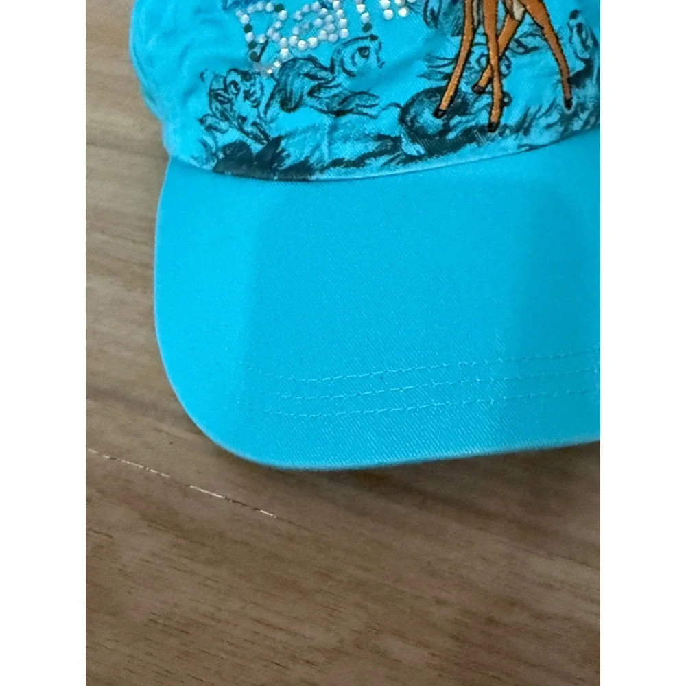 Disney Store Bambi Turquoise Blue Rhinestone Embroidered Baseball Hat Kids OSFM